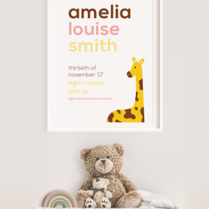 Giraffe Newborn Print